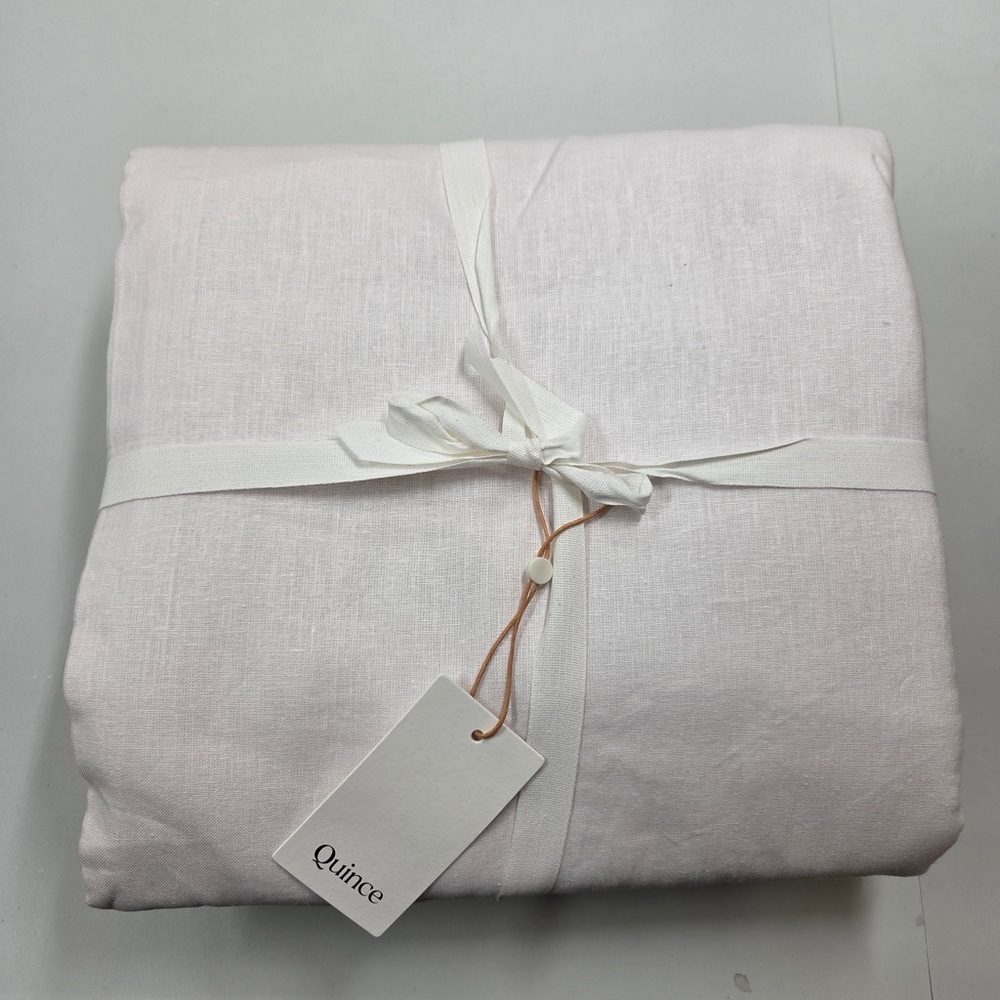 NWT QUINCE Set 2 48x96 European Linen Room Darkening Curtains Vintage Blush 6216 - Picture 6 of 10